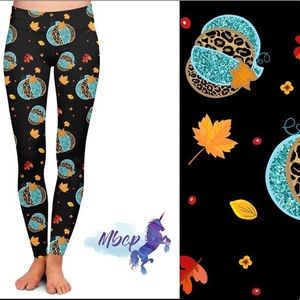 Thanksgiving Cheetah Pumpkin Fall Leggings Pockets Womens Extra Curvy Sz…